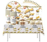 61 pièces de vaisselle pour la fête d'anniversaire de la pelleteuse, décorations sur le thème de la pelleteuse, vaisselle pour la fête d'anniversaire des garçons, pour 20 personnes