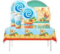 61 pièces Ensemble de vaisselle sur le thème de Moana, articles de fête Oceanic Adventure, fête d'anniversaire hawaïenne, pour 20 invités maximum