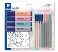 STAEDTLER Set d'écriture pastel, avec 50 gommettes à colorer G