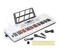61 touches clavier de Piano avec Microphone Piano Note autocollant alimentation support de musique Blanc Extra Large