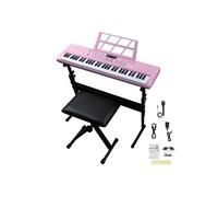 61 touches clavier pour piano, avec support + banc, 200 timbres, 200 rythmes, 60 chansons de démonstration - Rose + Noir