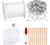 6100 Cm Candle Wick For Candles Natural Cotton Candle Wicks With 100 Wick Bases,5 Supplies,120 Stickers And 1 Pair Of Scissors For Candle Making Diy