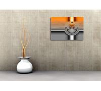 6100 "ORANGE HALF" Dixtime Horloge murale design, horloges murales, horloge de luxe élégante, orange argenté, 70cm x 100cm
