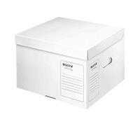 Leitz Conteneur d'archivage Infinity, taille M, boîte pour boîte d'archives A4 3 x 100 mm/2 x 150 mm, boîte de transport avec couvercle sur le dessus, emballage en carton pliable, carton ondulé 100 % sans acide, blanc, 1 pièce, 61030000