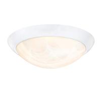 61066 Luminaire de plafond de 28 cm à montage à ras d'intérieur à LED à intensité variable, finition en blanc avec verre en albâtre blanc