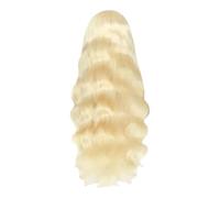 613 - Perruque de cheveux humains longs et ondulés - Densité 200 % - Blond doré - Pour femme - Avec raie au milieu