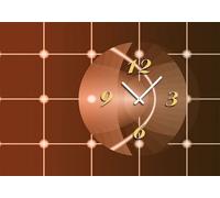 6147 "STARS AND SQUARES" Horloge de luxe, Dixtime horloge murale design, horloges murales nobles, horloge de salon design classique, brun cuivre 70cm x 100cm