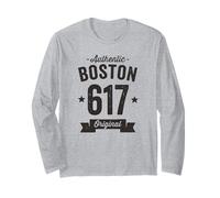 617 Boston Code régional Vintage rétro Vieilli Authentique Manche Longue
