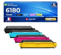 6180 Pack 4 Toners Multicolores Compatible pour Xerox Phaser 6180 avec Puce