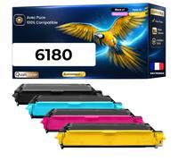 6180 Pack 4 Toners Multicolores Compatible pour Xerox Phaser 6180 avec Puce