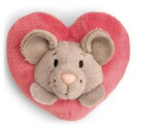 61873 MagNICI Mini Souris avec cœur 7 cm, Grise, Doudou avec Aimant, Adhère aux Surfaces métalliques, Tableaux magnétiques et poignées de Sac comme Compagnon de Voyage, idée Cadeau