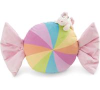 61918 Coussin En Forme De Bonbon,45 Cm,Avec Licorne 12 Cm,Blanc,Moelleux,Pour Garçons,Filles,Bébés Et Amateurs De Doudous,Idéal Pour Chambre D'Enfant Ou Pour Les Déplacements