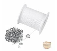 61M Mèche de Bougie Coton Naturel Mèches de Bougie Kit de Mèches pour Bougies avec 100 Base de Mèche de Bougie pour la Fabrication de Bougies DIY