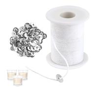 61m Mèche de Bougie，Kit de Fabrication de Bougie avec 61m Mèche pour Bougie 100 Pièces Base de Mèche de Bougie ，pour Bougies Cotton Candle Wick pour la Fabrication de Bougies DIY