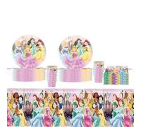 61PCS Princesse Thème Couverts De Fête, Party Décorations Enfant Pour Anniversaire,Set de Vaisselle de Fête pour Fille,Anniversaires Fournitures De Décoration Assiettes, Gobelets, Serviettes, Nappes