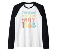 61st Birthday Idea Awesome Since May 1965 Bday 61 Years Old Manche Raglan