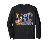 61st Birthday Queen 61 and Fabulous 61 Years Old Women Girls Manche Longue