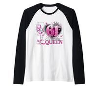 61st Birthday Queen Pink Wine 61 Years Old Women Girls Manche Raglan