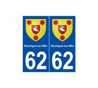 62 Boulogne-sur-Mer blason autocollant plaque stickers ville - Angles : droits