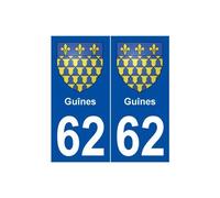 62 Guînes blason autocollant plaque stickers ville - Angles : droits