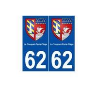 62 Le Touquet-Paris-Plage blason autocollant plaque stickers ville - Angles : droits