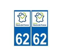 62 Pas-de-Calais autocollant plaque immatriculation sticker auto Haut-de-France département sticker nouveau logo - Angles : arrondis