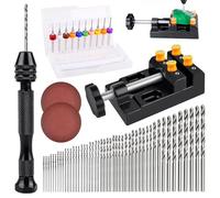 62 Pièces Perceuse à Main Twist Drill Bits Mini Perceuse à Main de Precision Aluminum Mandrin Sans oret Fraise Twist et Étau Plat Pour Bricolage Forage