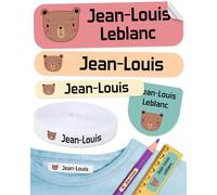 620 étiquettes personnalisées pour vêtements et fournitures scolaires - 400 étiquettes thermocollantes + 220 autocollants imperméables pour école, crèche et maison de retraite