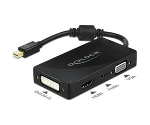 [62073] Delock Adaptateur Mini DisplayPort 1.2 vers VGA/HDMI/DVI/Audio Femell...