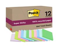 [622 RSS12COL] Post-it Pack 12 Blocs Super Sticky Recycling Notes 47,6 x 47,6...
