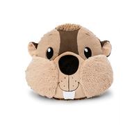 62284 Coussin en peluche Harry Woodsnacker le castor, 32 x 27 cm, douillet, marron, pour enfants et adultes, pour la maison, la maternelle ou les déplacements