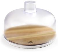 62404 - Bol À Fromage Rond Avec Couvercle En Plastique, Base En Bois D'acacia Naturel, Récipient Pour Conserver Et Couper Fromages, Embouts Et Autres Aliments, Couvercle Opaque, Sans Bpa, Ø26
