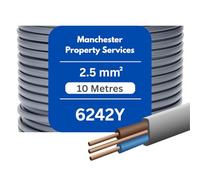 6242Y Câble électrique à 3 fils - 1,5 mm/2,5 mm/6 mm - Plat - Peut être coupé (10 m, 2,5 mm) - Gris