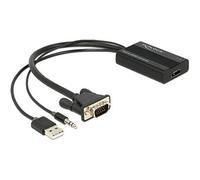 [62597] DELOCK Câble Vidéo Adaptateur 0,25 m VGA, 3-pin, USB A HDMI Noir