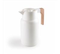 - 62599 - Thermo Jug Wood White, Thermos Pour Liquides, Garde Froid Et Chaleur, Polypropylène, Double Paroi Avec Couche De Verre À L¿Intérieur, Bouchon Isolant, Contenance: 1 L, Blanc