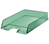 Esselte Bac de rangement de bureau 626275 – Polystyrène A4 empilable, motif texturé Vert