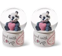62631 Boule à Neige avec Love Panda, 6,5 cm, Blanche, Accessoire de décoration, Scintillante, Globe en Verre, Une idée Cadeau Parfaite pour célébrer l’amitié (Lot de 2)