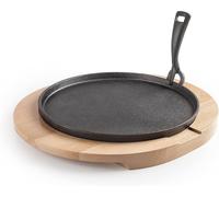 - 627030 - Plat En Fonte + Base En Bois 30 Cm, Noir