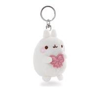 62770 Porte-clés Molang avec nœud 8 cm, Blanc, Compagnon en Peluche pour Sac à Dos ou Sac, pour Petits et Grands