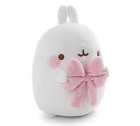 62784 Doudou Molang avec nœud, 24 cm, dans Un Emballage Cadeau, Blanc, Peluche Douce, Adorable Peluche pour câliner et Jouer, pour Enfants et Adultes, idée Cadeau