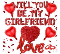 628 Pièces Will You Be My Girlfriend Décorations, Ballon de Confession de la Saint Valentin, Kit Décoration Saint Valentin Ballons, Lettres de Ballons Rouges, Créer Décoration Ambiance Romantique