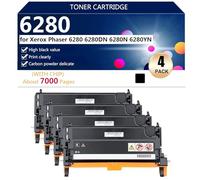 6280 Cartouches de Toner Compatibles 106R01400 106R01401 106R01402 106R01403 pour Xerox Phaser 6280 6280DN 6280N 6280YN Imprimantes, Haute Capacité 7000 Pages, Impression Haute Définition,Black-4 pack