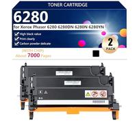 6280 Cartouches de Toner Compatibles 106R01400 106R01401 106R01402 106R01403 pour Xerox Phaser 6280 6280DN 6280N 6280YN Imprimantes, Haute Capacité 7000 Pages, Impression Haute Définition,Black-2 pack