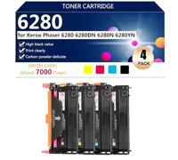 6280 Cartouches de Toner de Remplacement Compatibles 106R01400 106R01401 106R01402 106R01403 pour Xerox Phaser 6280 6280DN 6280N 6280YN Imprimante, Haute Ccapacité 7000 Pages,BCMY-1 Set