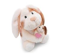 62841 62841 Doudou Lapin en Peluche Douce, 20 cm, avec Enfant Lapin, 6 cm, Beige, Peluche Mignonne pour câliner et Jouer, pour Enfants et Adultes, idée Cadeau