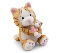 62843 Doudou Chat, 20 cm, avec Enfant Chat, 6 cm, Marron, Peluche Douce et Mignonne, pour câliner et Jouer, pour Enfants et Adultes, idée Cadeau
