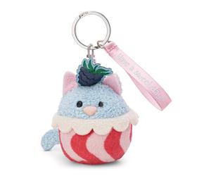 62868 Porte-clés en forme de chat avec inscription « Have a sweet day » 7 cm, Bleu, Pendentif en peluche polyvalent, avec message chaleureux sur un ruban de satin élégant, pour vous-même ou à offrir