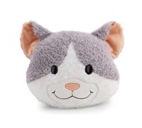 62975 Coussin Chat Felli, 35 x 30 cm, Gris, Moelleux pour Enfants et Adultes, en Peluche, idéal pour la Maison, la Maternelle ou Les déplacements