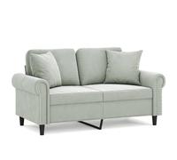 629878& Canapé 2 places - avec oreillers gris clair 120 cm velours - L152 x P77 x H80 cm