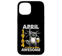62nd Birthday Raccoon Beer April 1964 Vintage 62 Years Old Coque pour iPhone 15